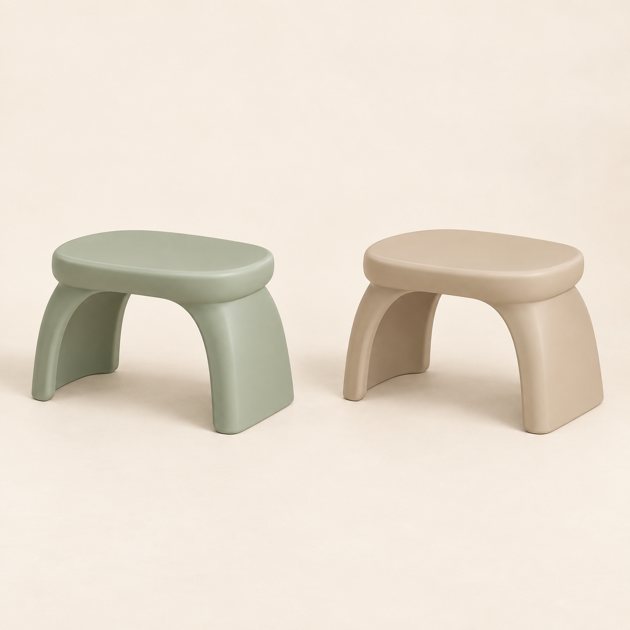 Arc Low Stool in Sage and Sand