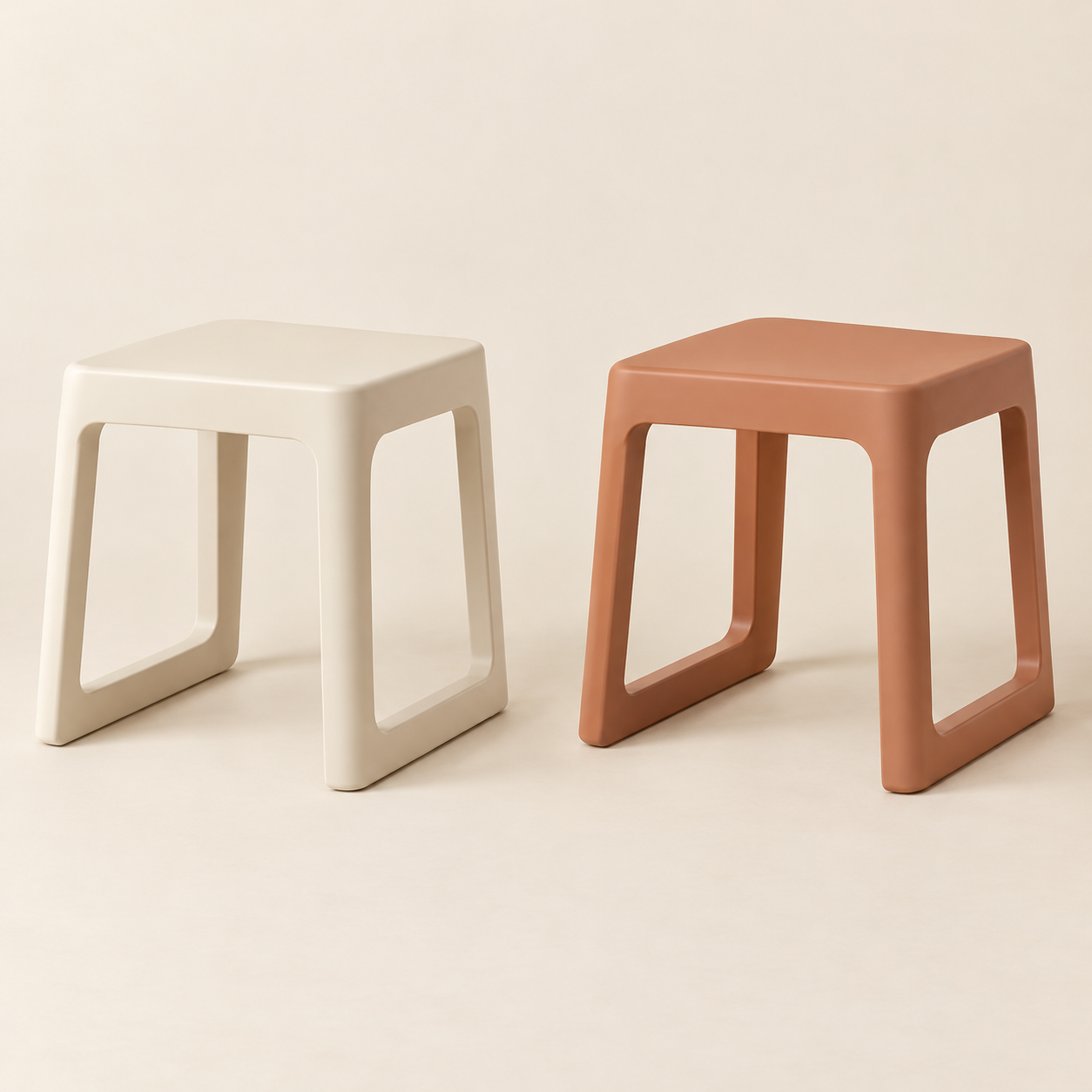 Frame Open Stool in Cream and Clay