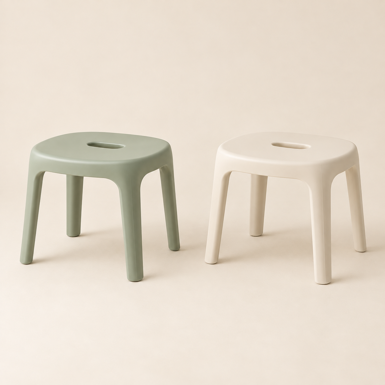 Loop Oval Stool in Sage and Cream