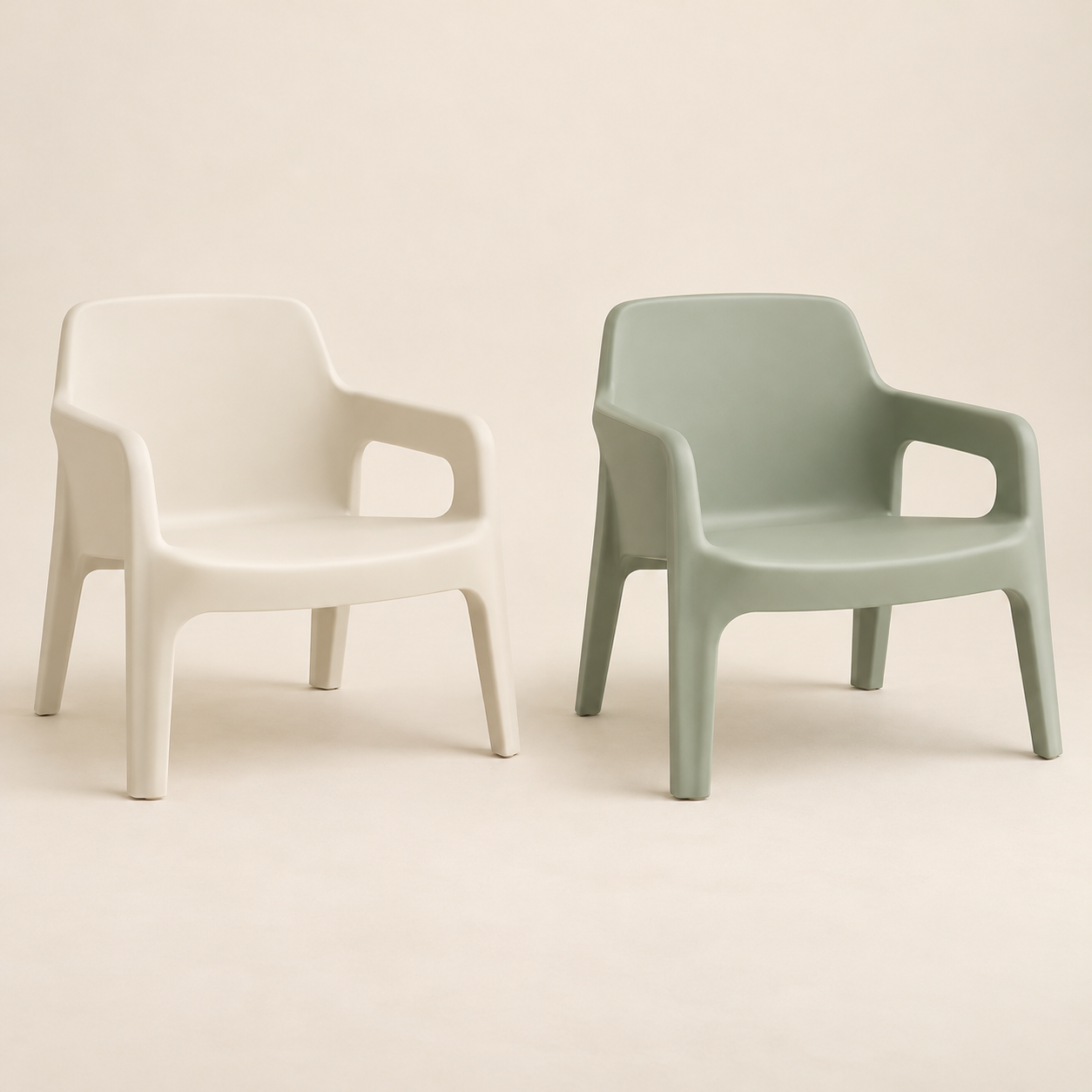 Mellow Lounge Chair in Cream and Sage