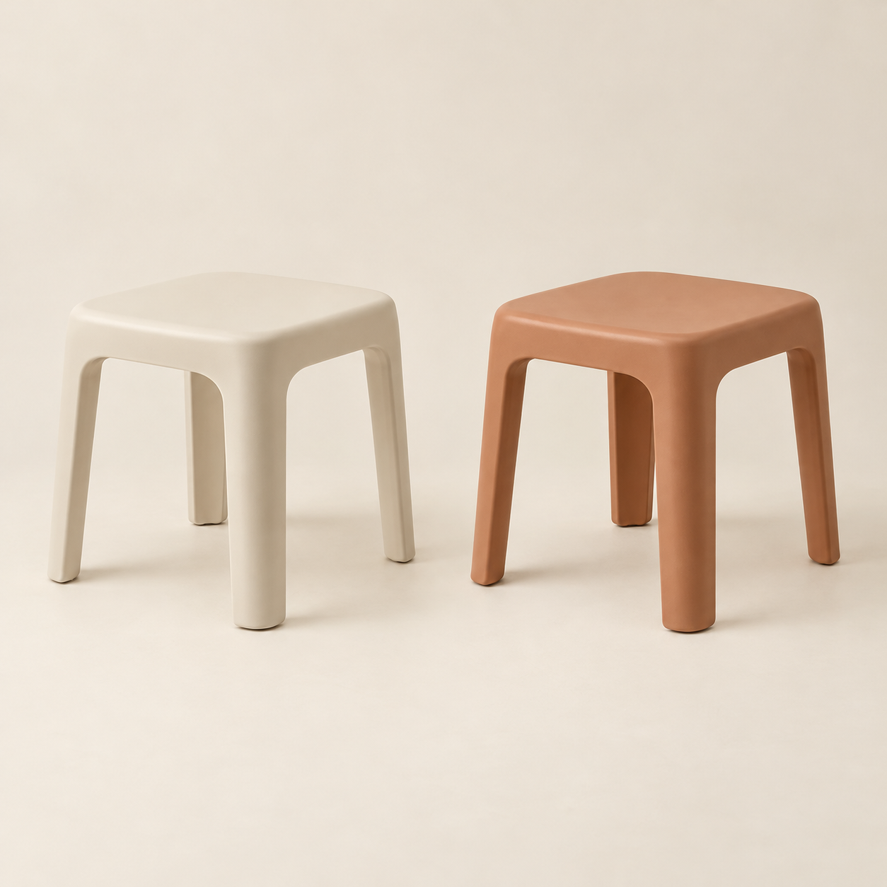 Nook Square Stool in Cream and Clay
