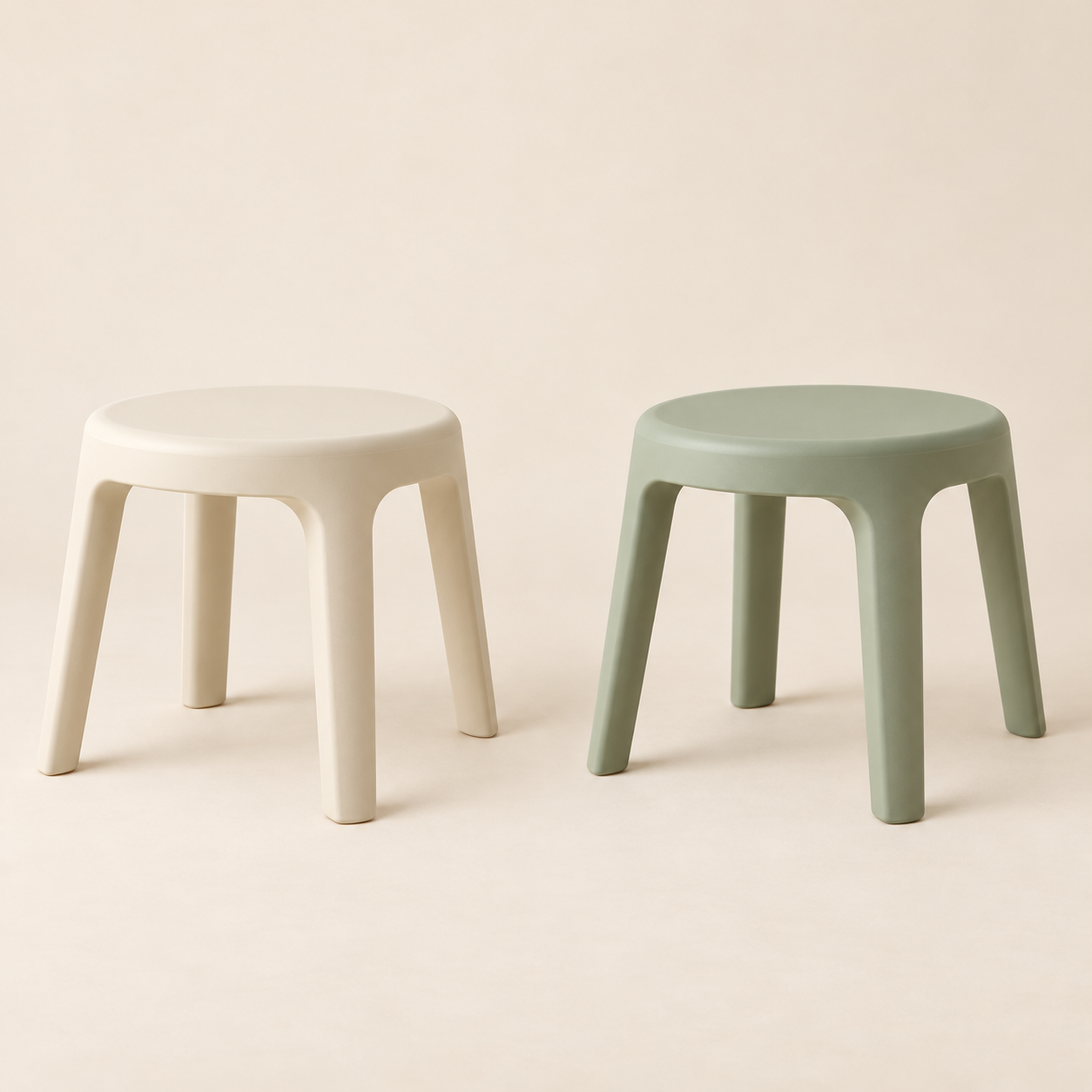 Pebble Round Stool in Cream and Sage