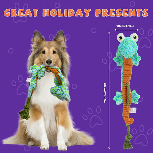 Crinkle Dog Toys Squeaky Plush No Stuffing Cute Puppy Stuffless Tough Rop Pull Toy, Fun Dog Stuffed Animals Durable Chew Set for Small Medium Large Pup