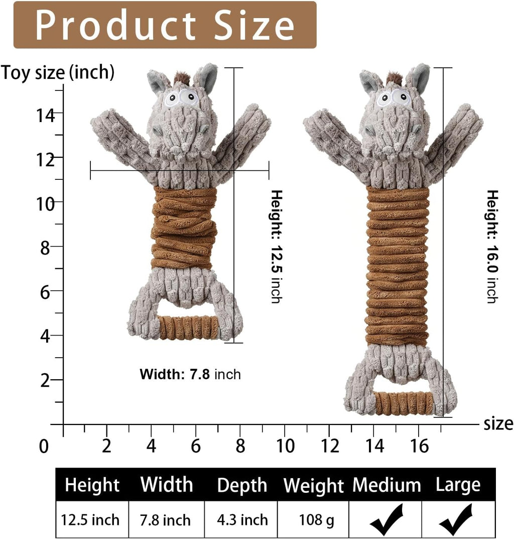 Squeaky Dog Toy, Durable Dog Toy Large Breed, Tug of War Dogs Interactive Toy, Stuffed Plush Puppy Toys with Crinkle Paper for Small, Middle, and Big Dogs