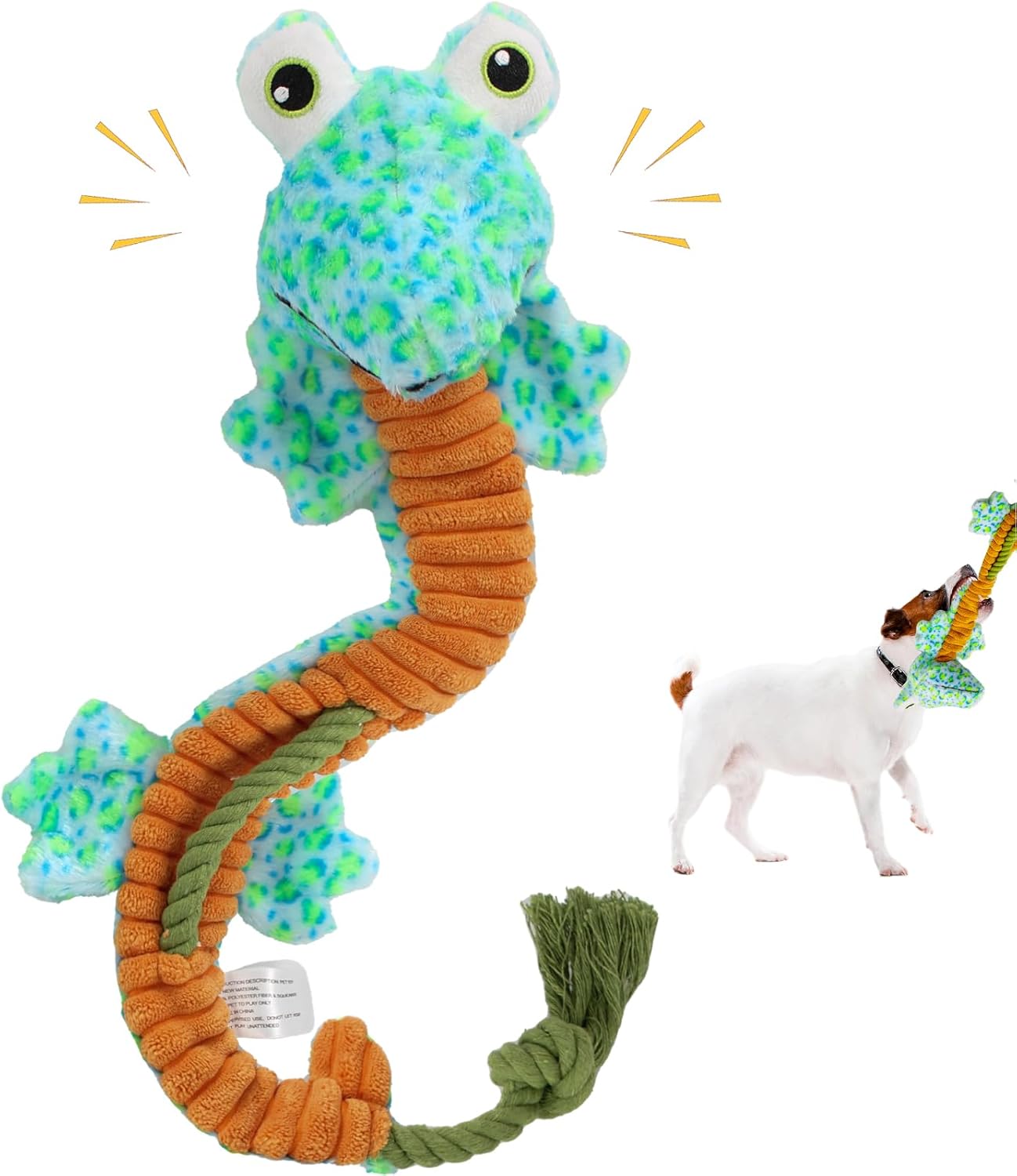 Crinkle Dog Toys Squeaky Plush No Stuffing Cute Puppy Stuffless Tough Rop Pull Toy, Fun Dog Stuffed Animals Durable Chew Set for Small Medium Large Pup