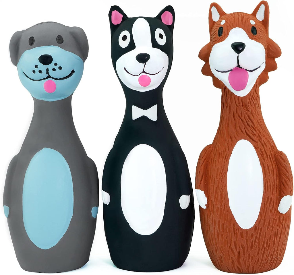 3 Pack 5.7 Inch Squeaky Latex Dog Toys Standing Stick Dog Dog Toy Puppy Fetch Interactive Play for Small Dogs