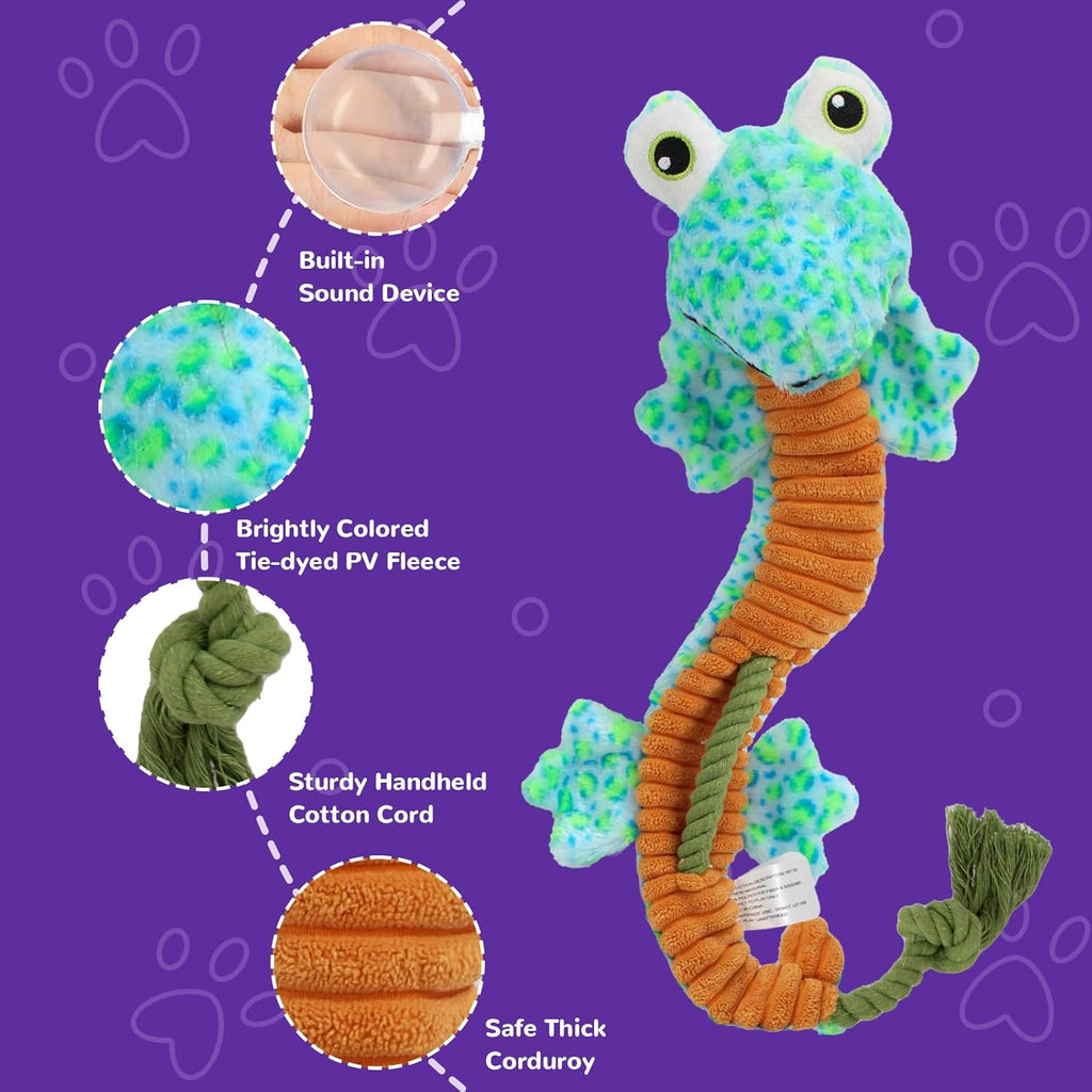 Crinkle Dog Toys Squeaky Plush No Stuffing Cute Puppy Stuffless Tough Rop Pull Toy, Fun Dog Stuffed Animals Durable Chew Set for Small Medium Large Pup