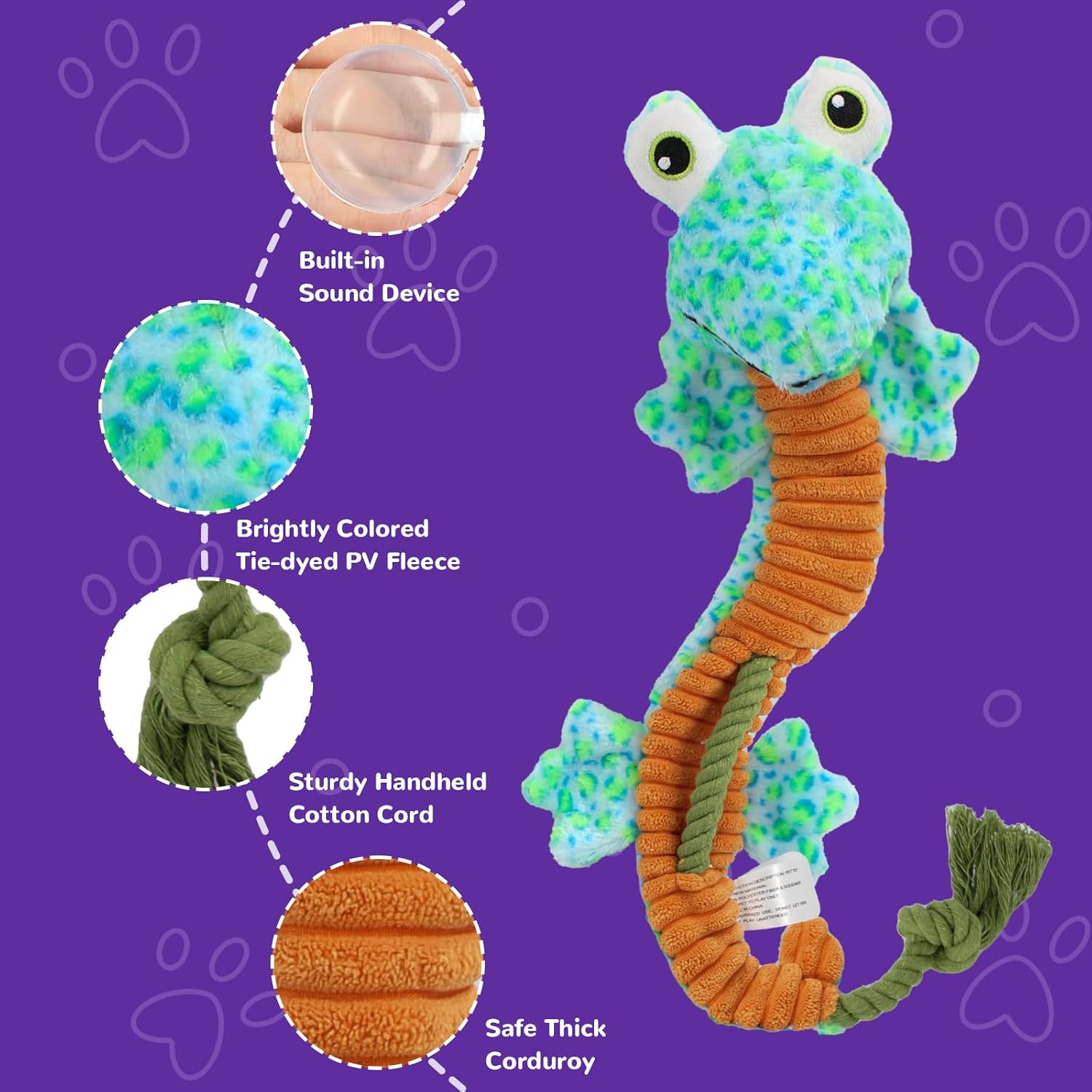 Crinkle Dog Toys Squeaky Plush No Stuffing Cute Puppy Stuffless Tough Rop Pull Toy, Fun Dog Stuffed Animals Durable Chew Set for Small Medium Large Pup