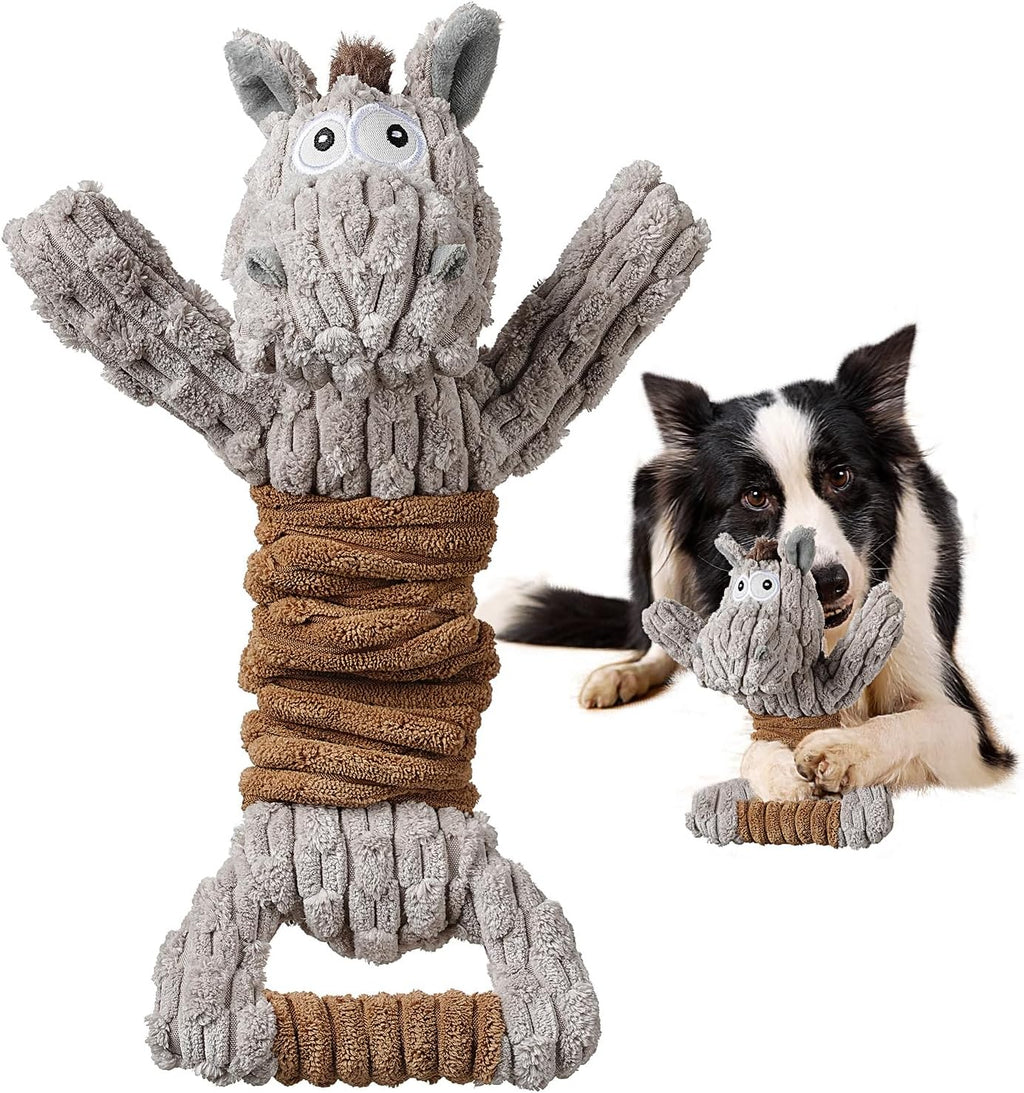 Squeaky Dog Toy, Durable Dog Toy Large Breed, Tug of War Dogs Interactive Toy, Stuffed Plush Puppy Toys with Crinkle Paper for Small, Middle, and Big Dogs